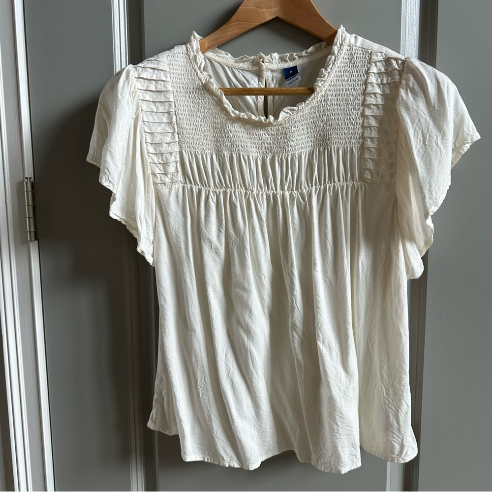 Old Navy Ivory Smocked Top